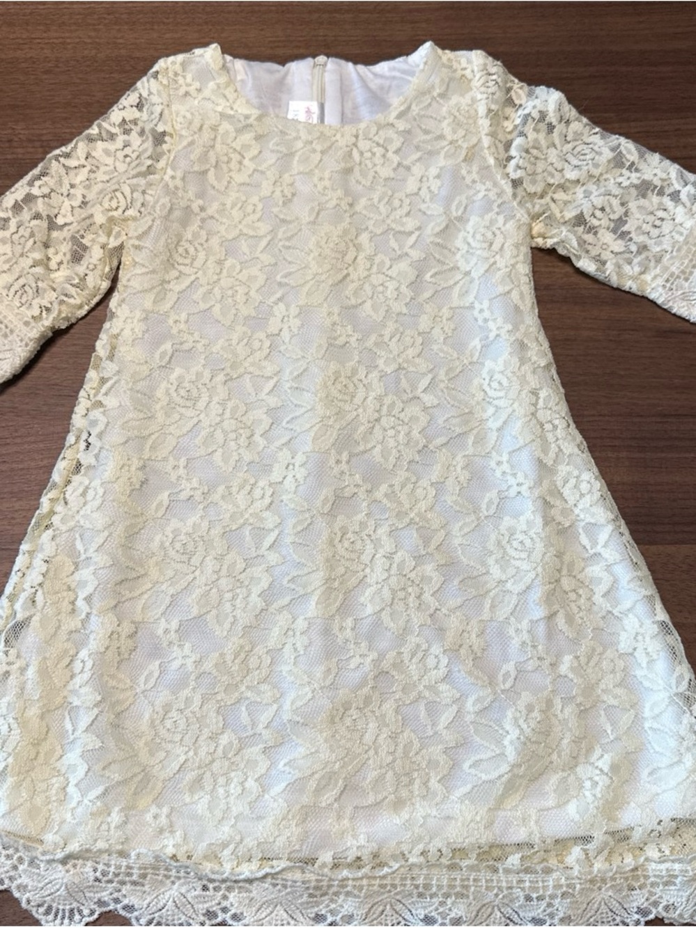 Source Unknown Cream Lace Formal Dress for Girls